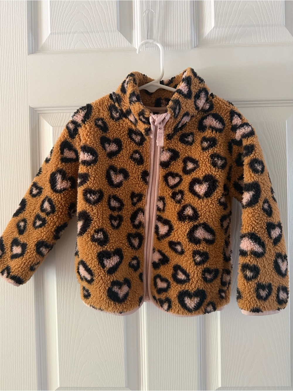 Jumping Beans Sherpa Fuzzy Leopard-Print Zip Jacket - Pink & Brown Size 3T